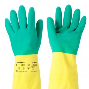 Ansell AlphaTec 87-900 Bi-Colour Chemical Rubber Gauntlet Gloves